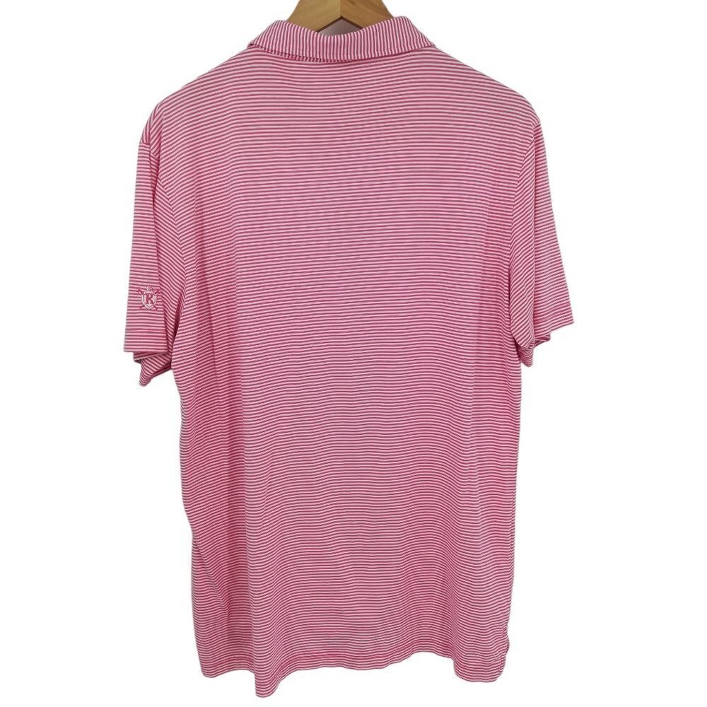 Peter Millar Pima Cotton Striped Pink Golf Short Sleeve Polo Size M Monogram K - Picture 5 of 11